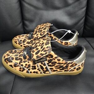 GBG Los Angeles Leopard Print Low-Top Sneakers in Tan and Black